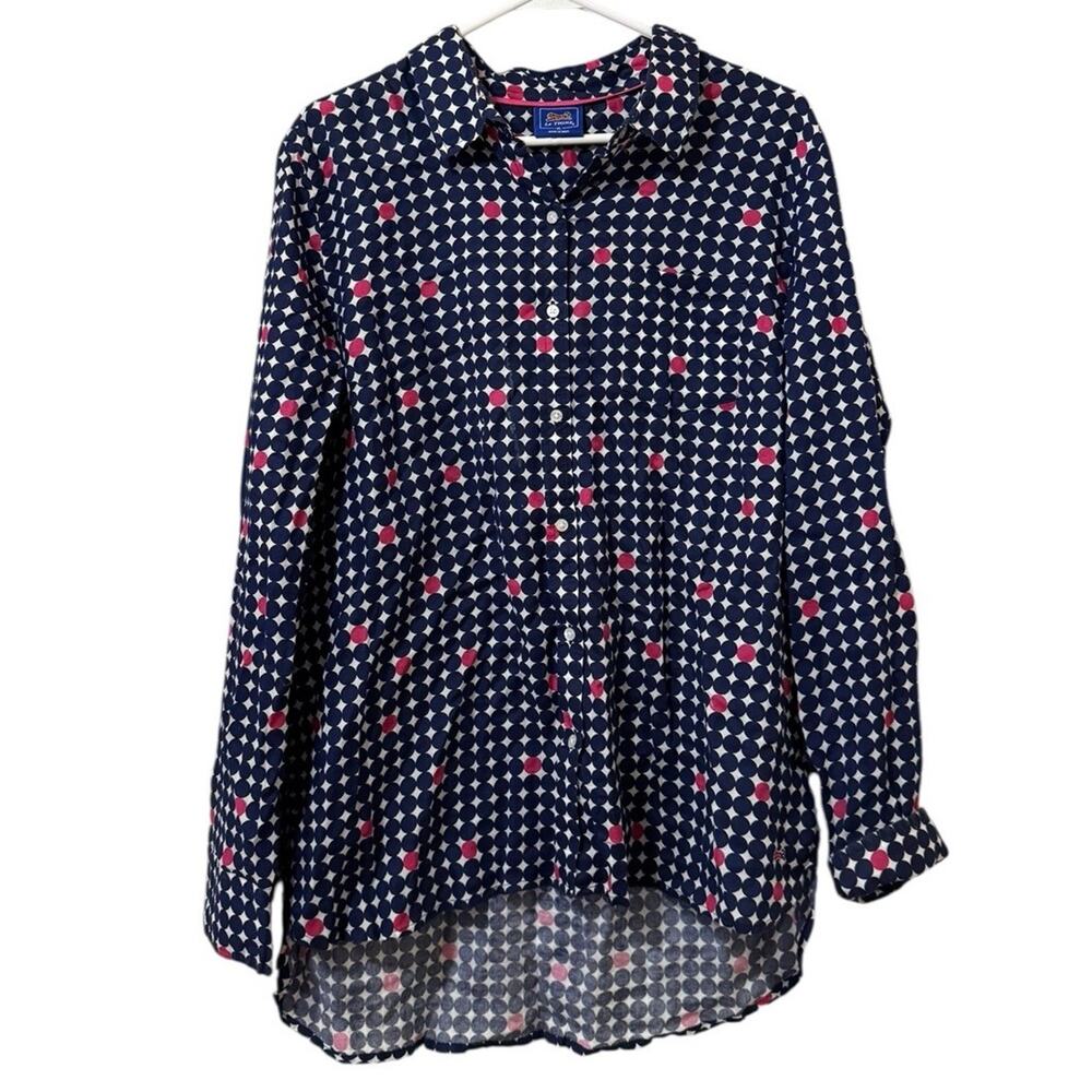 Le Tigre Women Size XL Long Sleeve Button Down Shirt Cotton Colorful Preppy City